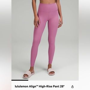 Lululemon align high rise pant 28” dusty rose size 8